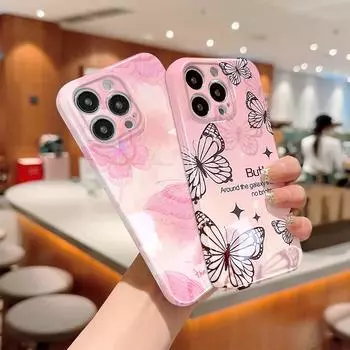Чехол для телефона Feilin с розовой бабочкой для Samsung Galaxy S20 FE 5G A52 iPhone 11 Xiaomi Redmi VIVO OPPO Realme Huawei Infinix Ultra Slim Hard Cover Samsung A02