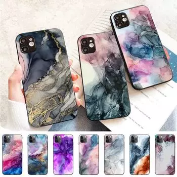 Чехол для телефона FHNBLJ с рисунком в виде мрамора и акварельной росписью для iPhone 11 12 13 Mini Pro Max 8 7 6 6S Plus X 5 S SE 2020 XR XS 10 iphone 11 pro