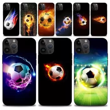 Чехол для телефона Fire Football Soccer Ball для iPhone15 14 13 12 11 Pro Max Mini X 7 8, мягкий чехол iPhone12PROMAX