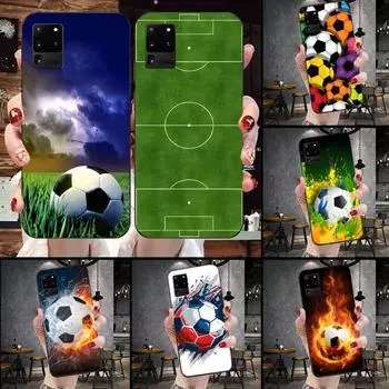 Чехол для телефона Fire Soccer Football для Samsung Galaxy S6 S7 S8 S9 S10 S21 S22 Plus, ультрамягкий черный чехол для телефона Galaxy S30