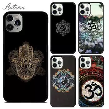 Чехол для телефона Floral Om Yoga Hindu Aum om yaga для iPhone 11 12 13 14 Pro Max mini X XR XS SE 2020 6S 7 8 Plus Galaxy S21 S22 iPhone 6plus