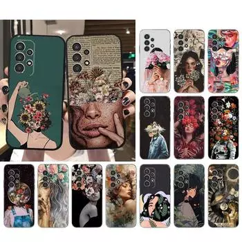Чехол для телефона Flower Girl Art для Samsung A52S A21S A33 A23 A13 A14 A32 A52 A53 A54 A51 A71 A15 A54 5G