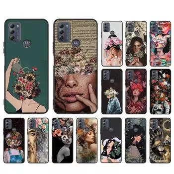 Чехол для телефона Flower Girl Art для Moto G84 G22 G32 G42 G52 G62 G53 G72 G60 G60S G100 G10 G20 G30 G13 G50 G 5G G Pure Moto G42