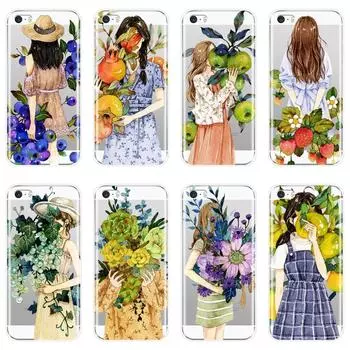 Чехол для телефона Flower Girl Art Fruits Strawberry Floral для iPhone 4 4S 5 5C 5S SE, мягкая силиконовая задняя крышка для Apple iPhone 4 5 S iPhone 4