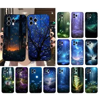 Чехол для телефона Forest Night Butterfly Tree Moon для iPhone 15 14 Pro Max 13 12 11 Pro Max XSMax XR 12 13 mini 14 Plus iphone 14Pro