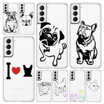 Чехол для телефона French Bulldog для Samsung Galaxy S23 S22 Ultra S20 S21 FE 5G S10 S10E S9 S8 Plus 4G мягкий силиконовый прозрачный чехол Couqe S22 Ultra 5G