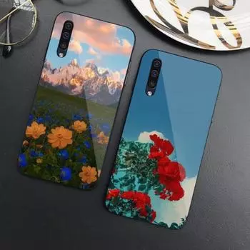 Чехол для телефона Fresh Flowers для Samung A32 A51 A52 NOTE 10 20 S10 S20 S21 S22 Pro Ultra Black PC Glass Phone Cover Samsung S22