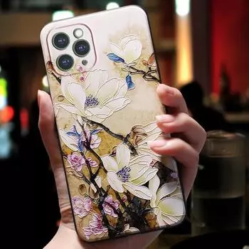 Чехол для телефона Fundas iphone 14 12 11 13 Pro 12Pro 11Pro Max mini 14Plus X XS XS Max XR SE 7 8 6s 6 s Plus с 3D розой iPhone 14