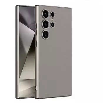 Чехол для телефона Galaxy S24 Ultra из матовой кожи с металлической кожей для Samsung Galaxy S24 Ultra, противоударный чехол для предотвращения падения Galaxy S24 Ultra фиолетовый