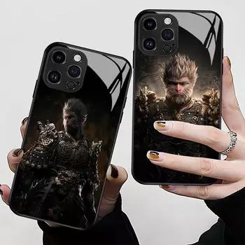 Чехол для телефона Game Black Myth Wukong для iPhone13 14 15 16 Pro Plus, мягкий стеклянный чехол iphone15PRO