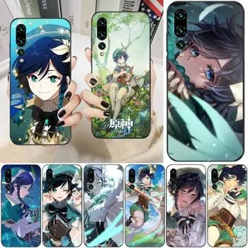 Чехол для телефона Game Genshin Impact Venti для Huawei P50 P40 P30 Pro Lite P Smart 2021 2019 Magic 3, мягкий черный чехол для телефона Huawei P50