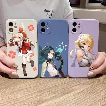 Чехол для телефона Genshin Design для IPhone 14 11 12 13 Pro Max X XR XSMax 6 6S 7 8 Plus SE 2022, мягкий квадратный цветной чехол для телефона iPhone 14