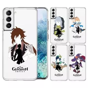 Чехол для телефона Genshin Impact Anime для Samsung Galaxy S22 S21 S20 FE Ultra 5G S10 S10E S9 S8 Plus Note 10 20 с прозрачной полной крышкой объектива Samsung S20