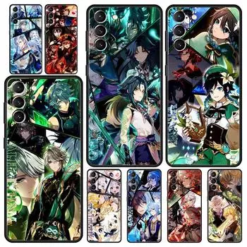 Чехол для телефона Genshin impact ayato wanderer для Samsung Galaxy S24 S23 Ultra S22 S21 S20 FE 5G S10 S10E S9 Plus S8, мягкий черный чехол Samsung S20Ultra