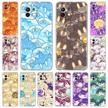 Чехол для телефона Genshin Impact Cute Slimes для Xiaomi Poco X3 NFC F3 Pro M3 GT Mi 11 Lite 5G Ultra 11T 11X Pro 11i Soft Crystal Cover Poco M3