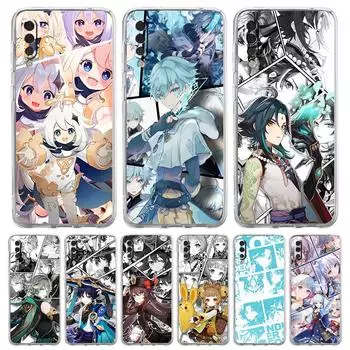 Чехол для телефона Genshin Impact для Samsung A54 A52 A50 A70 A10 A30 A40 A20S A20E A02S A12 A14 A22 A42 A72 A34 A32 5G A04s Прозрачный чехол Samsung A10