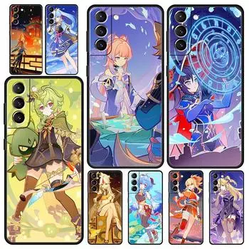 Чехол для телефона Genshin Impact для Samsung Galaxy S23 Ultra S22 S21 S20 FE 5G S10 S10E S9 S8 Plus Note 20, мягкий черный силиконовый чехол S22 Ultra 5G