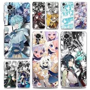 Чехол для телефона Genshin Impact для Xiaomi Redmi Note 13 12 5G 9S 9 8 10 11 Pro Plus 4G 9T 13C 12C10C 9C 9A 7 Прозрачная крышка Redmi Note 10