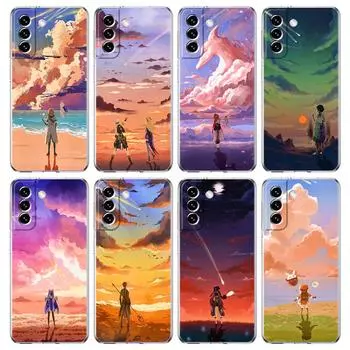 Чехол для телефона Genshin Impact Game Landscape для Samsung Galaxy S24 Plus S23 S22 S21 S20 FE Ultra 5G S10 S10E S9, мягкий прозрачный чехол Samsung S20 Plus