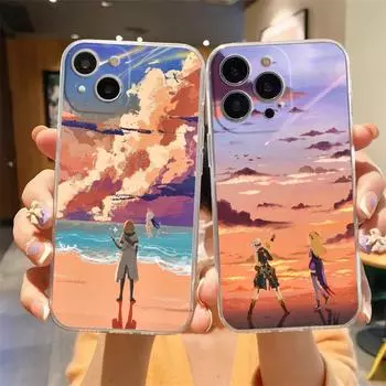 Чехол для телефона Genshin Impact Game Landscape для iPhone 15 14 13 12 Mini 11 Pro Max XS X XR 7 8 Plus, прозрачный противоударный силиконовый чехол iPhone XR