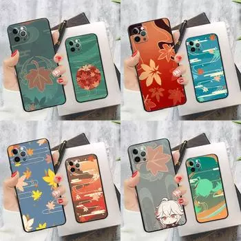 Чехол для телефона Genshin Impact Kaedehara Kazuha с листком для iPhone 13 12 11 Pro Max XS XR X 6S 7 8 Plus SE 2020 13 12 Mini, задняя крышка iPhone 6 Plus