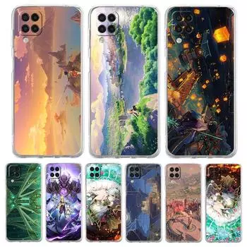 Чехол для телефона Genshin Impact Landscape для Samsung Galaxy A13 A51 A71 A21S A12 A11 A31 A52 A41 A23 A53 A73 A32 5G A03S, прозрачный чехол Samsung A13