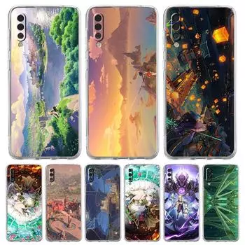 Чехол для телефона Genshin Impact Landscape для Samsung A54 A52 A50 A70 A30 A40 A20S A20E A02S A12 A14 A22 A42 A72 A34 A32 5G A04s Samsung A10