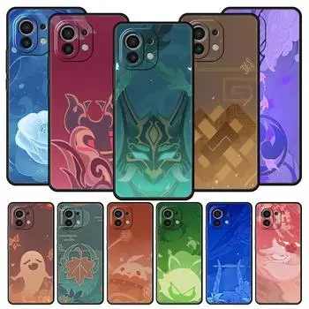 Чехол для телефона Genshin Impact Logo для Xiaomi 13 12 11 Lite 12T 11T 10T 9T Mi Poco X5 M4 M3 X4 X3 Pro F5 F4 F3 GT 5G черный чехол Xiaomi Mi 11