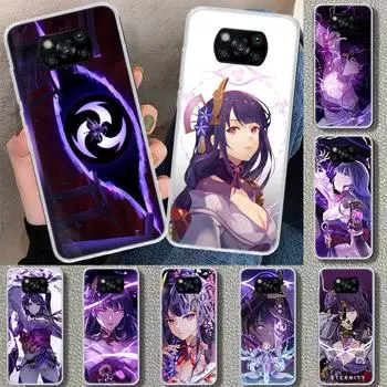 Чехол для телефона Genshin Impact Raiden Shogun для Xiaomi Poco X3 NFC M3 F3 F2 F1 Mi Note 10 Pro 11 10 9 8 Lite 11T 10T 9T A3 Coq Xiaomi Poco X3