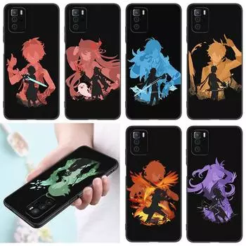 Чехол для телефона Genshin Impact с аниме для Xiaomi Redmi Note 7 8 9 10 Lite 11 11E 11T 12 Pro 11S 4G 10T 5G 8T 9S 10S, черный чехол из ТПУ Redmi Note 7(Pro)