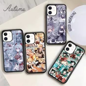 Чехол для телефона Genshin Impact с аниме для iPhone 11 12 13 14 Pro Max mini X XR XS SE 2020 6S 7 8 Plus Samsung Galaxy S21 S22 iPhone 6plus