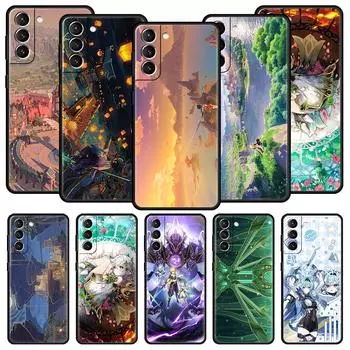 Чехол для телефона Genshin Impact с пейзажем для Samsung Galaxy S24 S23 S22 S20 Ultra S21 FE 5G S10 S9 Plus S10E, мягкий силиконовый чехол Samsung S24 Plus