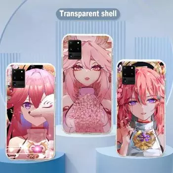 Чехол для телефона Genshin Impact Yae Miko для Samsung Galaxy S10 S21 S22 Plus Ultra A91 A51 A21S A12 Прозрачный чехол для телефона Galaxy S30