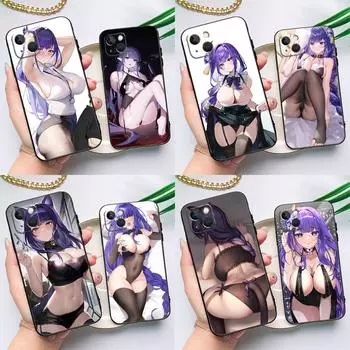 Чехол для телефона Genshin Raiden Shogun Sexy для iPhone 15 14 Pro Max 11 13 12 Mini X XR XS Max SE 2020 7 8 Plus Cover Capa iPhone 14Pro MAX