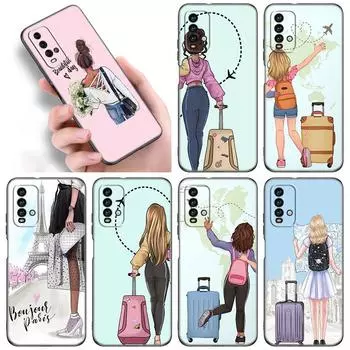 Чехол для телефона Girls Best Friends Travel для Xiaomi Redmi Note 10 9 Pro Max 10S 10T 9A 9C 9S 9T 8A 8T 8 7 Pro, мягкий черный чехол из ТПУ Redmi 8