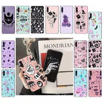 Чехол для телефона Girly Pastel Witch Goth Witch Cat для Samsung A71 A21 A31 A72 A50 A70 A51 A52 A32 A11 A12 M31 A02 A02