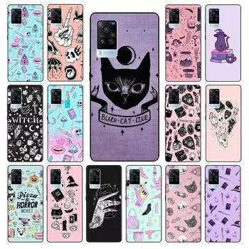 Чехол для телефона Girly Pastel Witch Goth Cat Cat для VIVO V21E V21 V23 V23E V2109 Y53S Y33S Y55 Y76 Y31 Y21 Y72 Y01 Y21S Y11S VIVO V21E 4G