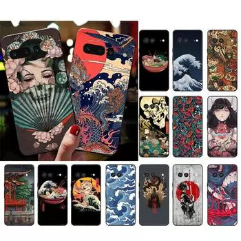 Чехол для телефона Google Pixel 8 7 Pro 7a 6A 6 Pro Pixel 8A 4A 3A 4 XL Pixel 5 6 4 3 3A XL в японском стиле Art Wave Case Google Pixel 7