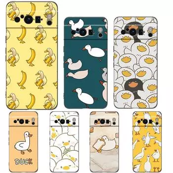 Чехол для телефона Google Pixel 8 A 7 6 Pro 6A 5G, черный, мягкий противоударный чехол, силиконовый чехол из ТПУ, чехол с рисунком утки и гуся, игра Pixel 7 Pro