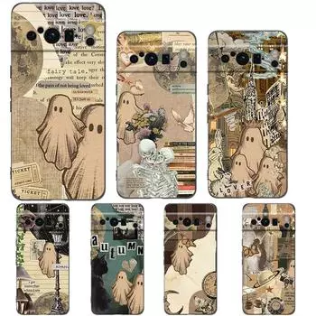 Чехол для телефона Google Pixel 8 A 7 6 Pro 6A 5G, черный, мягкий противоударный чехол, силиконовый чехол из ТПУ, милый маленький призрак Pixel 7A