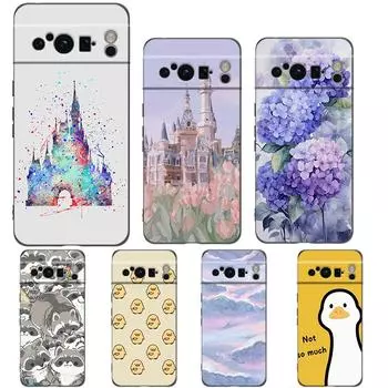 Чехол для телефона Google Pixel 8 A 7 6 Pro 6A 5G, черный, мягкий противоударный чехол, силиконовый чехол из ТПУ с мультяшным принтом Pixel 8 Pro