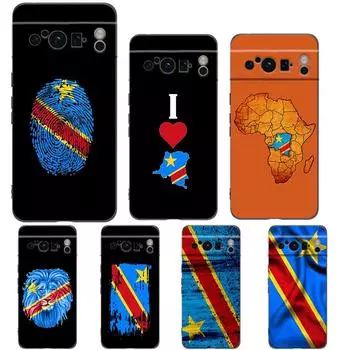 Чехол для телефона Google Pixel 8 A 7 6 Pro 6A 5G черный мягкий противоударный чехол силиконовый TPU чехол Coque флаг Конго Pixel 7A