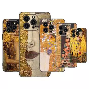 Чехол для телефона Gustav Klimt Kiss Art для Apple iPhone 13 12 Mini 11 Pro XS Max X XR 8 7 6S 6 Plus SE 2020 5S 5, мягкий черный чехол из ТПУ iPhone 13 Pro Max