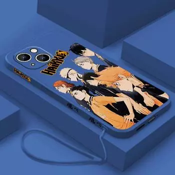 Чехол для телефона Haikyuu Anime для Apple iPhone 15 14 13 12 11 XS XR X 8 7 Pro Max Plus Mini Liquid Left Rope iPhone 12 mini