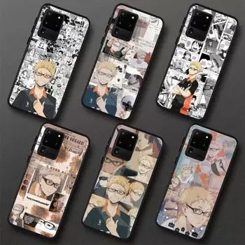 Чехол для телефона Haikyuu Kei Tsukishima для Samung A32 A51 A52 NOTE 10 20 S10 S20 S21 S22 Pro Ultra Black PC Glass Phone Cover Samsung S22
