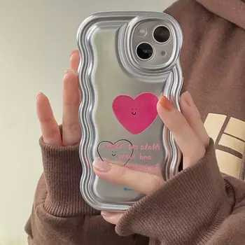 Чехол для телефона Happy Smiley Cartoon Cute Love Ins Luck Heart для Iphone 11 12 Promax 13 14 Pro Max, волнистая нескользящая задняя крышка, чехол for iphone 11PROMAX