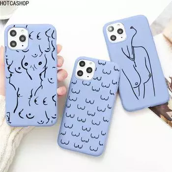 Чехол для телефона Harajuku с принтом «Сиськи» для iPhone 12 mini pro max 11 Pro Max X XR XS 8 7 6s Plus, силиконовые чехлы ярко-фиолетового цвета iphone 11 pro