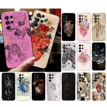 Чехол для телефона Heart Anatomy Skull Bones для Samsung A35 A55 A54 A15 A25 A05s A05 A22 A24 A52 A33 A34 M34 M14 M54 M23 A35