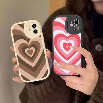 Чехол для телефона Heart Circle, жесткий кожаный чехол для iPhone 13, 12, Mini, 11, 14, Pro Max, Xs, X, Xr, 7, 8, Plus, 6, 6s, Se, 2022, силиконовый чехол iphone SE 2020