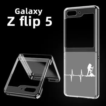 Чехол для телефона Heartbeat Line Football Basketball Cat для Samsung Galaxy Z Flip 5 3 4 Shell для Samsung Z Flip3 Flip4 Hard PC Cover Samsung Z Flip 5